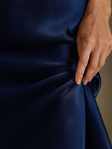 [Bleu Foncé] SilkSilky-FR Sleeveless V Neck Chemises de nuit 007