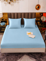 [Bleu Clair] SilkSilky-FR Parure de Lit Soie 002