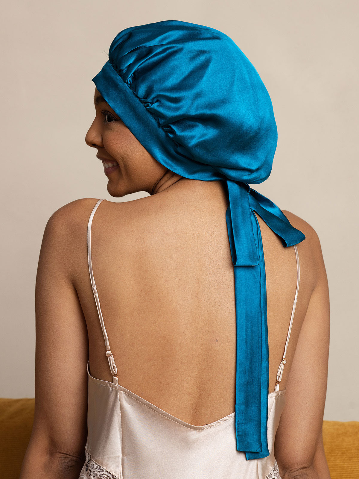[Bleu Royal] SilkSilky-FR Pure Soie Sleep Cap 005