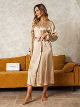 [Champagne] SilkSilky-FR Long Sleeve Femme Peignoir 005