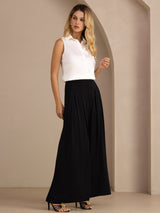 [Blanc] SilkSilky-FR Sleeveless Lapel Collar Femme Chemise 008