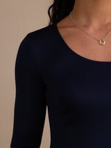 [Bleu Foncé] SilkSilky-FR Half Sleeve Femme T-Shirt 004
