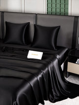 [Noir] SilkSilky-FR Parure de Lit Soie 002