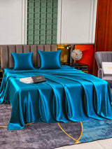[Bleu Royal] SilkSilky-FR Parure de Lit Soie 002
