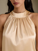 [Champagne] SilkSilky-FR Sleeveless Halter Femme T-Shirt 004