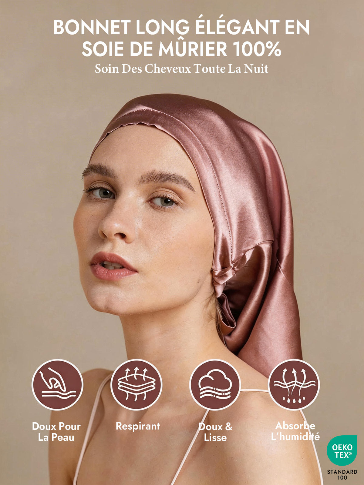[Mauve Pâle] SilkSilky-FR Bonnets de Nuit 002