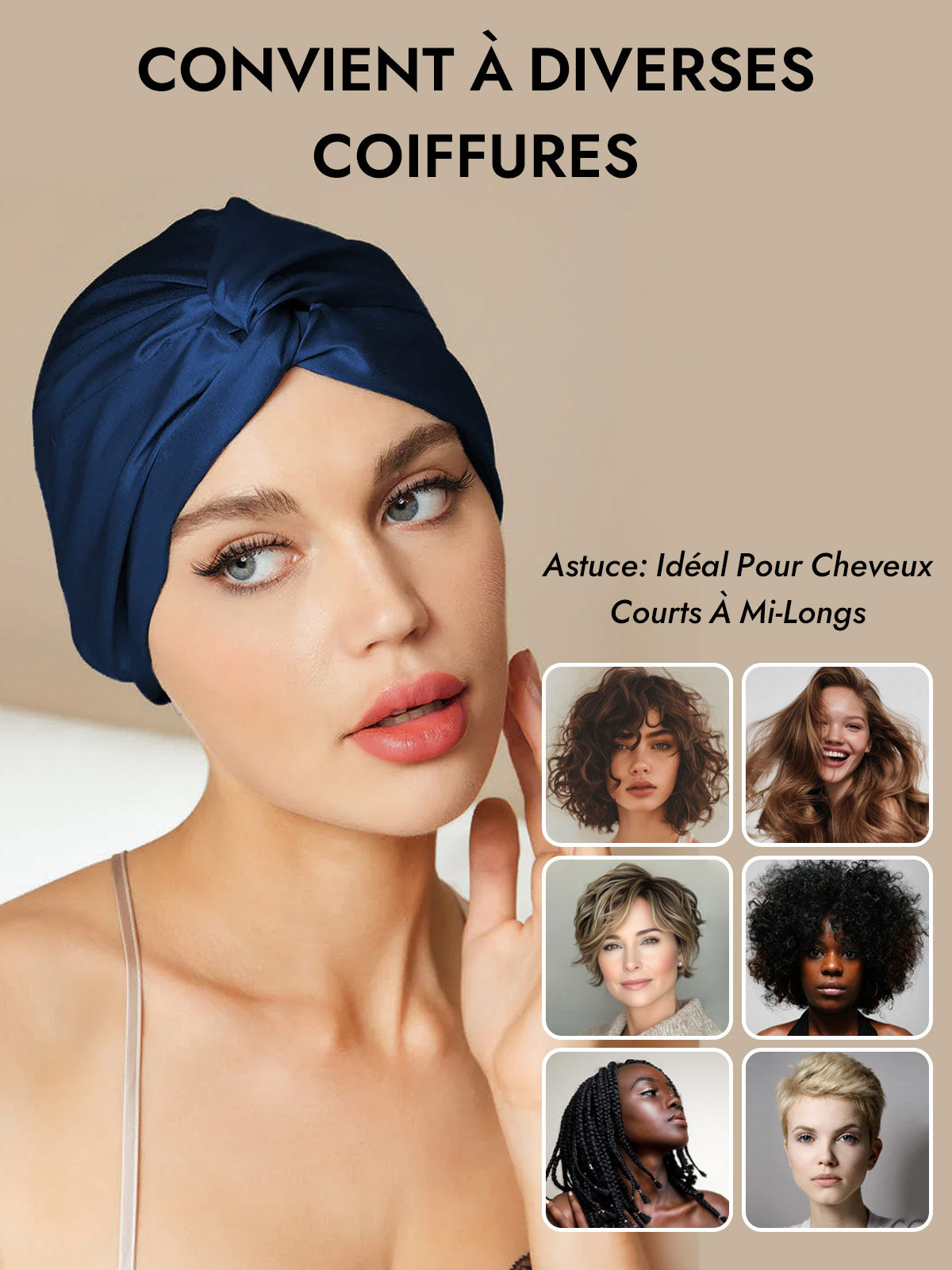 [Bleu Foncé] SilkSilky-FR Bonnets de Nuit 007