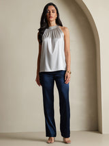 [Gris Clair] SilkSilky-FR Sleeveless Halter Femme T-Shirt 006