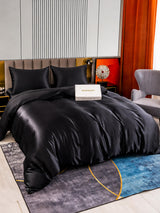 [Noir] SilkSilky-FR Parure de Lit Soie 002