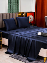 [Bleu Foncé] SilkSilky-FR Parure de Lit Soie 005