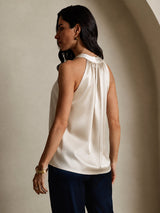 [Beige] SilkSilky-FR Sleeveless Halter Femme T-Shirt 002