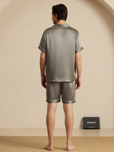 [Vert Grisâtre] SilkSilky-FR Manches courtes Col Cranté Homme Pyjamas 002