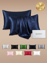 [Bleu Foncé] SilkSilky-FR 30Momme Taies d'Oreiller 001