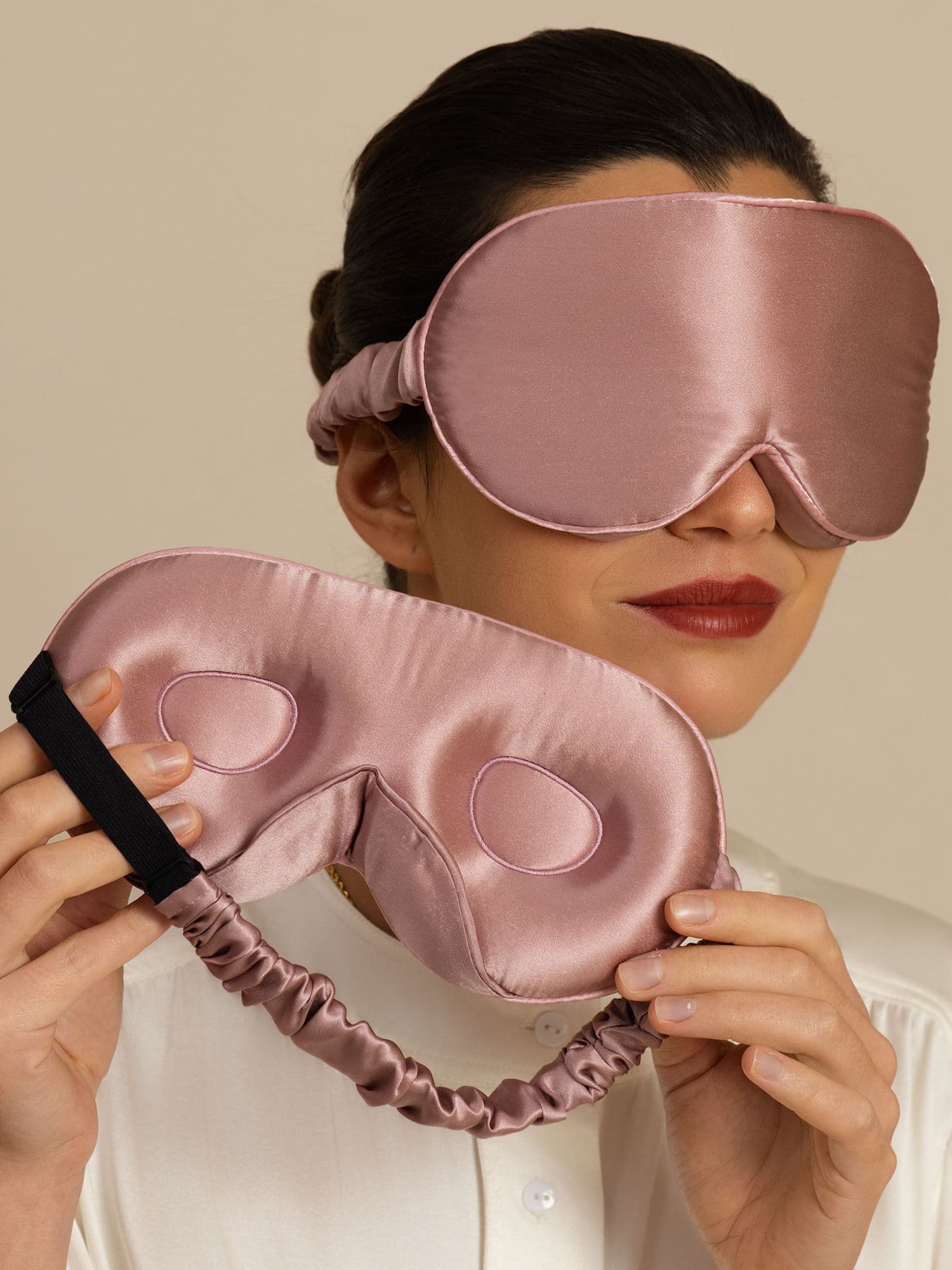 [Mauve Pâle] SilkSilky-FR 22Momme Soie Eye Mask 001