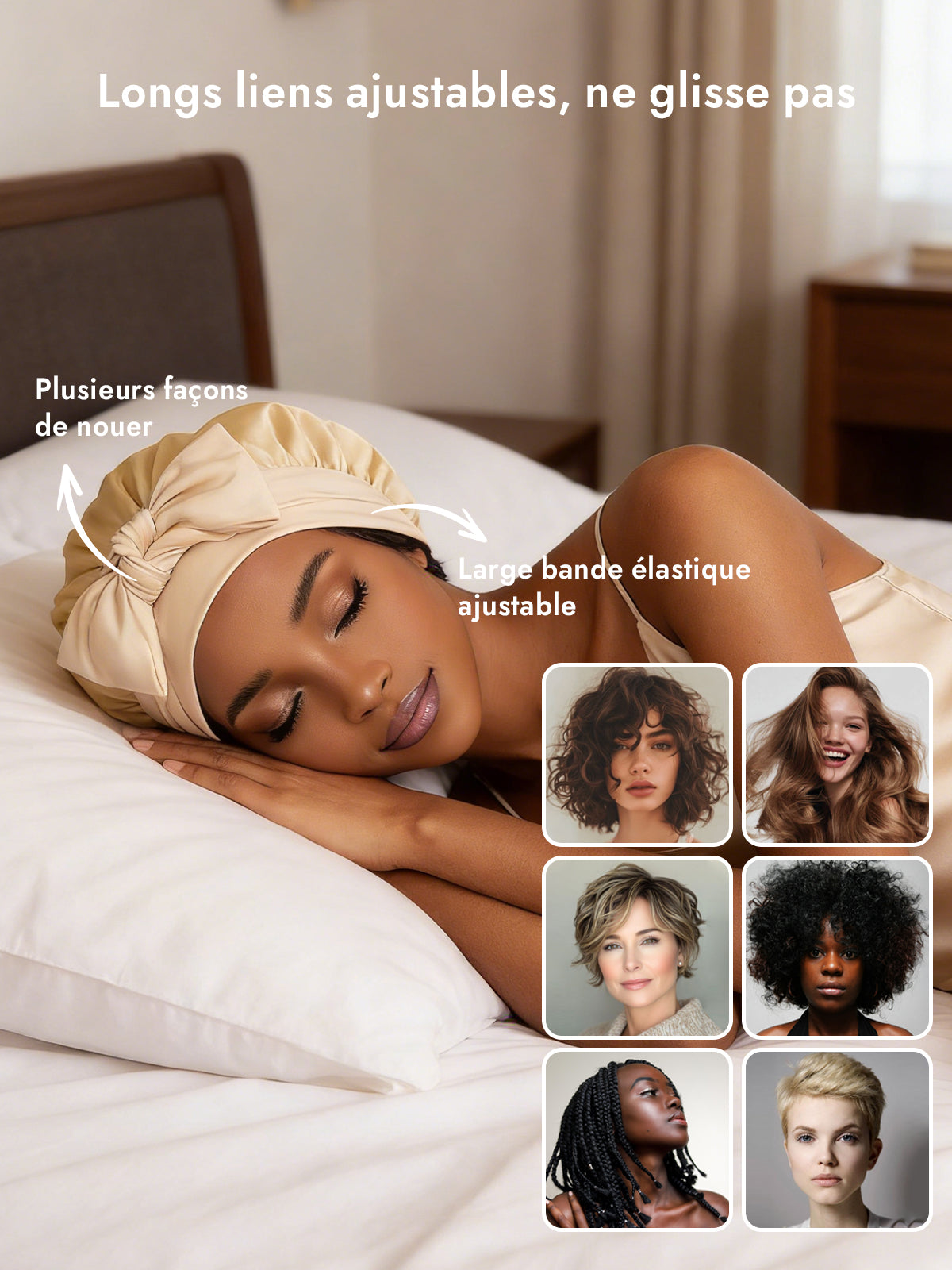 [Champagne] SilkSilky-FR Soie Sleep Cap 004