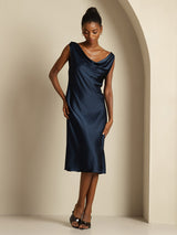 [Bleu Foncé] SilkSilky-FR Sleeveless Cowl Neck Robes 008