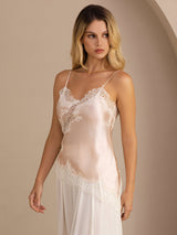 [Rose] SilkSilky-FR Spaghetti Strap V Neck Top À Fines Brides 003