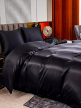 [Noir] SilkSilky-FR Parure de Lit Soie 003