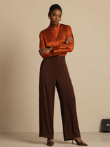 [Caramel] SilkSilky-FR 19Momme Manches longues Col Montant Blouse 008