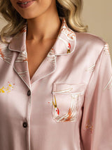 [Rose] SilkSilky-FR Long Sleeve Lapel Collar Femme Pyjamas 004