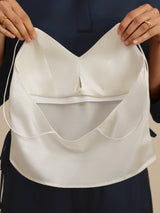 [Blanc] SilkSilky-FR Spaghetti Strap V Neck Top À Fines Brides 005