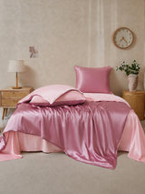 [MauvePâle+RoseClair] SilkSilky-FR Parure de Lit Soie 002