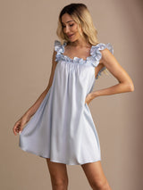 [Bleu Grisâtre] SilkSilky-FR Sleeveless Square Neck Chemises de nuit 005