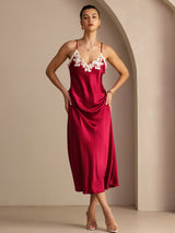 [Rouge Vineux] SilkSilky-FR Sleeveless V Neck Robes 005