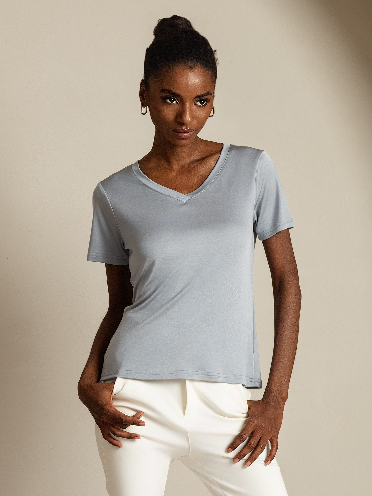 [GrisClair] SilkSilky-FR Soie Womens T-Shirt 001