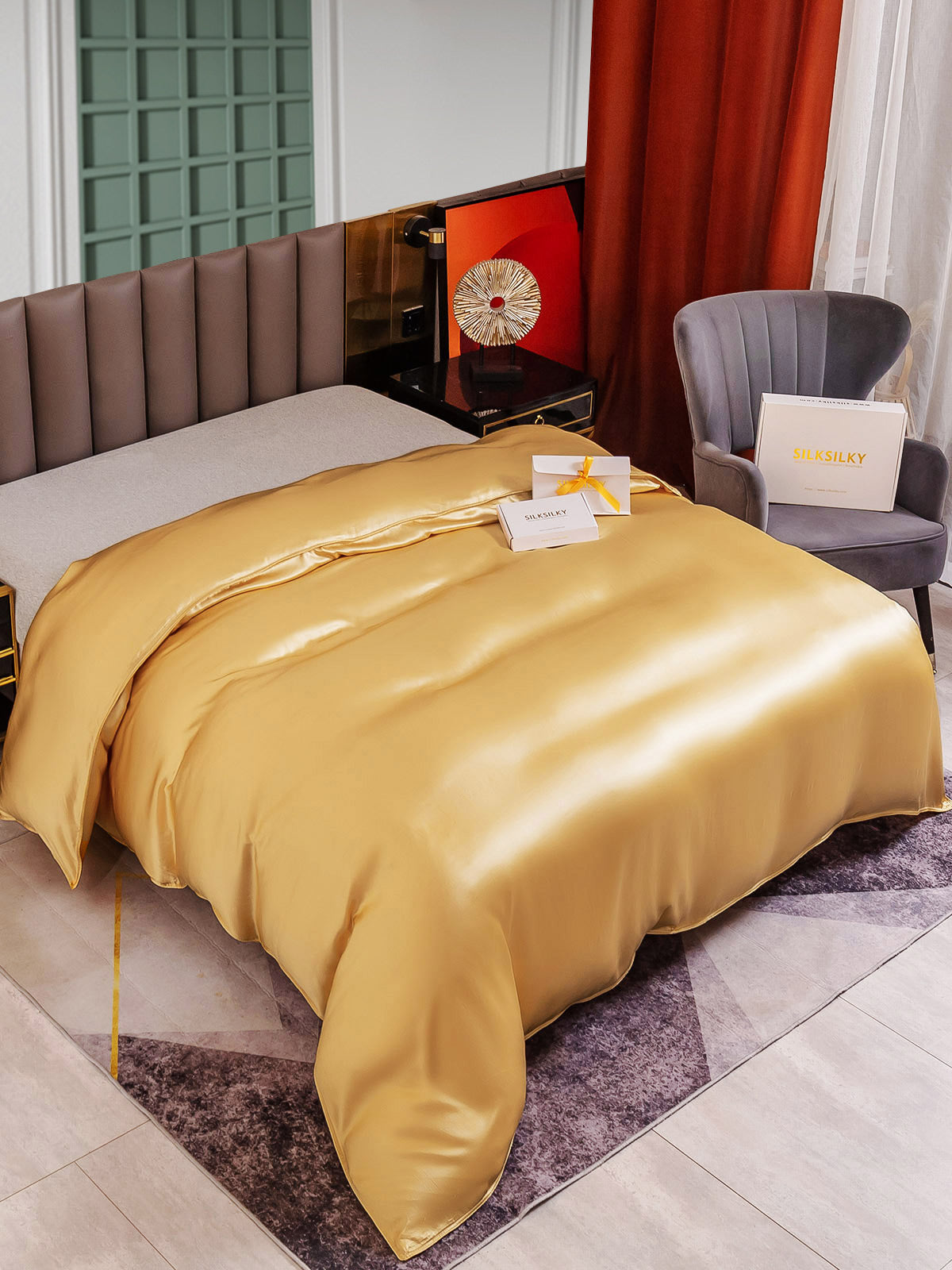 [Champagne] SilkSilky-FR 25Momme Pure Soie Duvet Cover 004