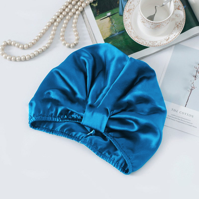 [Bleu Royal] SilkSilky-FR Pure Soie Sleep Cap 002