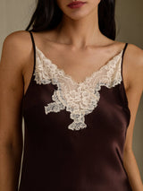 [Café] SilkSilky-FR Sleeveless V Neck Chemises de nuit 004