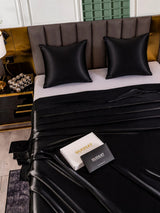 [Noir] SilkSilky-FR Parure de Lit Soie 005