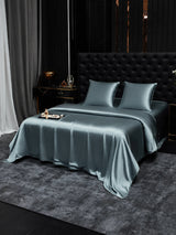 [Bleu Grisâtre] SilkSilky-FR Parure de Lit Soie 001