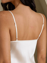 [Blanc] SilkSilky-FR Sleeveless V Neck Chemises de nuit 005