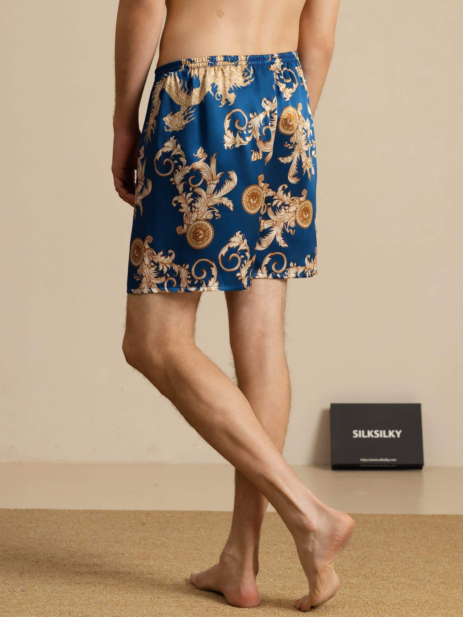 [Dragon Navy] SilkSilky-FR Mens Sleep Bottoms 002