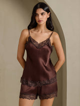 [Brun] SilkSilky-FR Sleeveless V Neck Ensemble Camisole 005