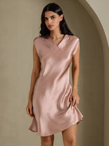 [Toscane] SilkSilky-FR Cap Sleeve V Neck Robes 001