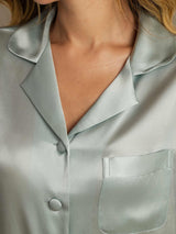[Bleu Clair] SilkSilky-FR Pure Soie Womens Pajamas 007,
