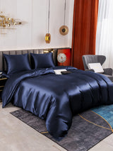 [Bleu Foncé] SilkSilky-FR Parure de Lit Soie 003
