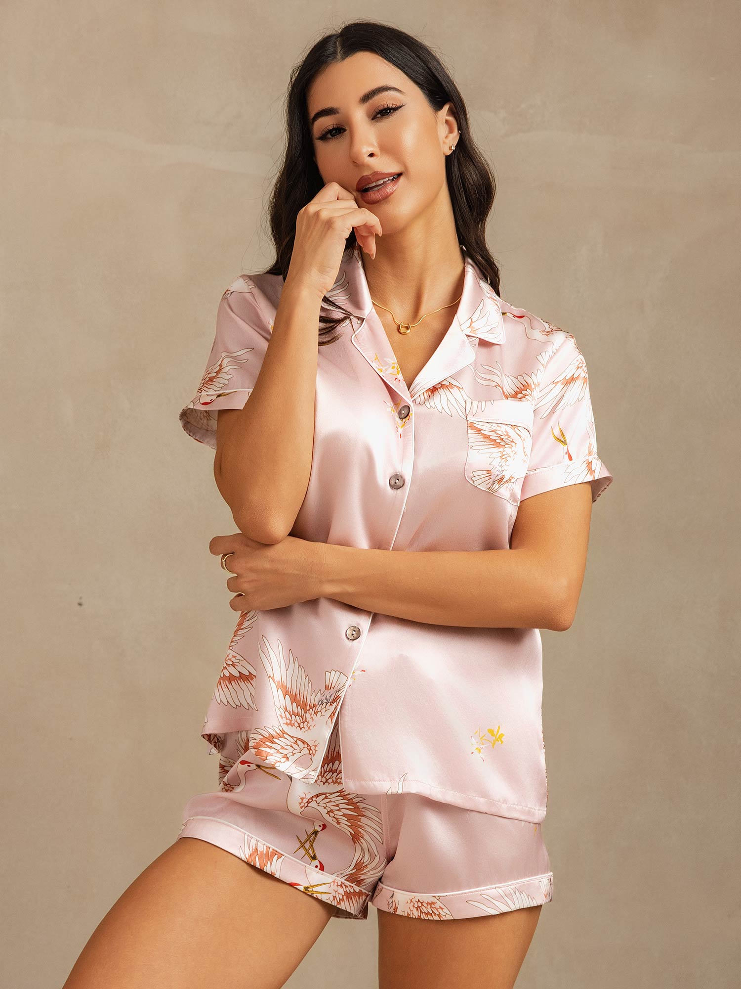 [Rose] SilkSilky-FR 19Momme Pure Soie Womens Pajamas 003,