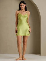 [Vert Menthe] SilkSilky-FR Sleeveless Sweetheart Neck Chemises de nuit 009