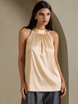 [Champagne] SilkSilky-FR Sleeveless Halter Femme T-Shirt 001