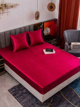 [Rouge Vineux] SilkSilky-FR Parure de Lit Soie 005