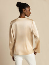 [Champagne] SilkSilky-FR 19Momme Manches longues Femme Manteaux 002