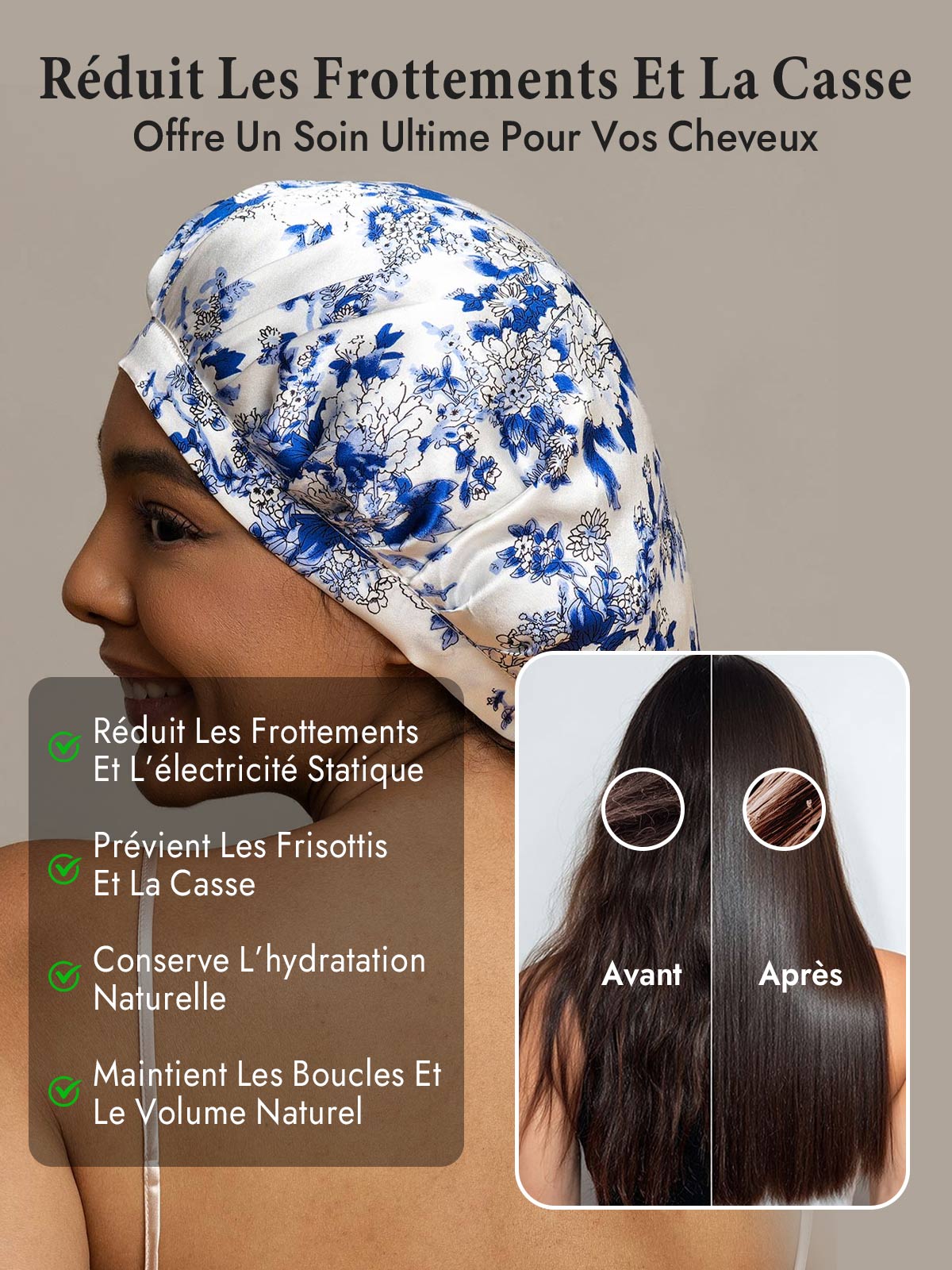 [Porcelaine Bleu Et Blanc] SilkSilky-FR Bonnets de Nuit 004