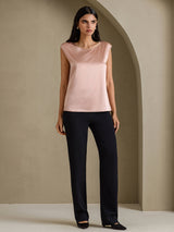[Toscane] SilkSilky-FR Cap Sleeve Round Neck Femme T-Shirt 006