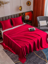 [Rouge Vineux] SilkSilky-FR Parure de Lit Soie 001