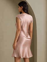 [Toscane] SilkSilky-FR Cap Sleeve V Neck Chemises de nuit 002