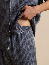 [Ginkgo Marine] SilkSilky-FR Manches courtes Col Cranté Homme Pyjamas 008